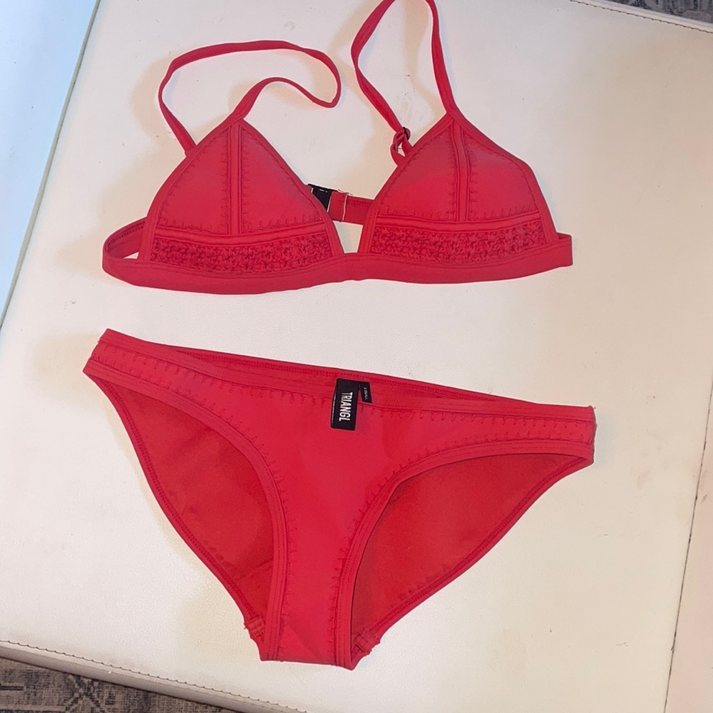 Coral red triangl bikini